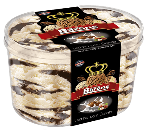 Pote de sorvete sabor leitinho com dorela